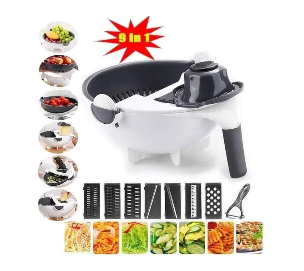 Magic Multi functional Rotate 9 in 1 vegetable cutter