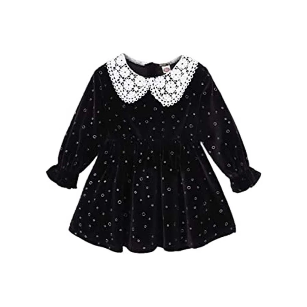 Infant Toddler Baby Girls Dress Long Sleeve Polka Dot Dresses Doll Collar Princess Party Dress Spring Autumn Outfits Clothes