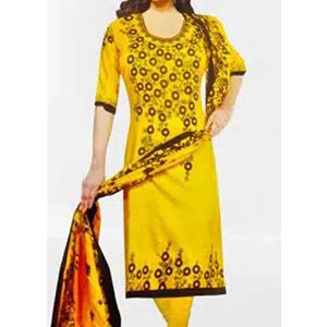 Unstitched Cotton Salwar Kameez for women-yellow