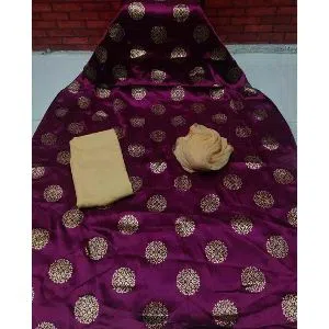 Unstitched Japani Silk Selower Kameez For Women Three Piece (3 Piece)-purple 