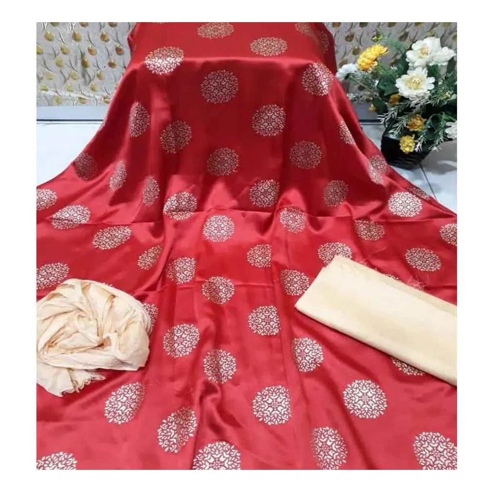 Unstitched Japani Silk Selower Kameez For Women Three Piece (3 Piece)-red 