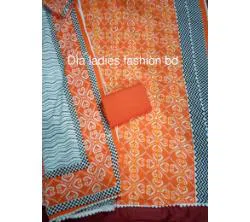 Unstitched Cotton Salwar kameez for Women -Orange 