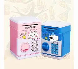 Cartoon Electronic ATM Password Piggy Bank Cash Coin
