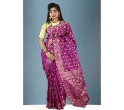 Jamdani Half Silk Sharee For Women without blouse piece-Magenta 