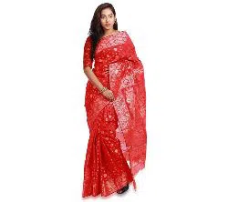 Half Silk Sharee For Women without blouse piece-Red 