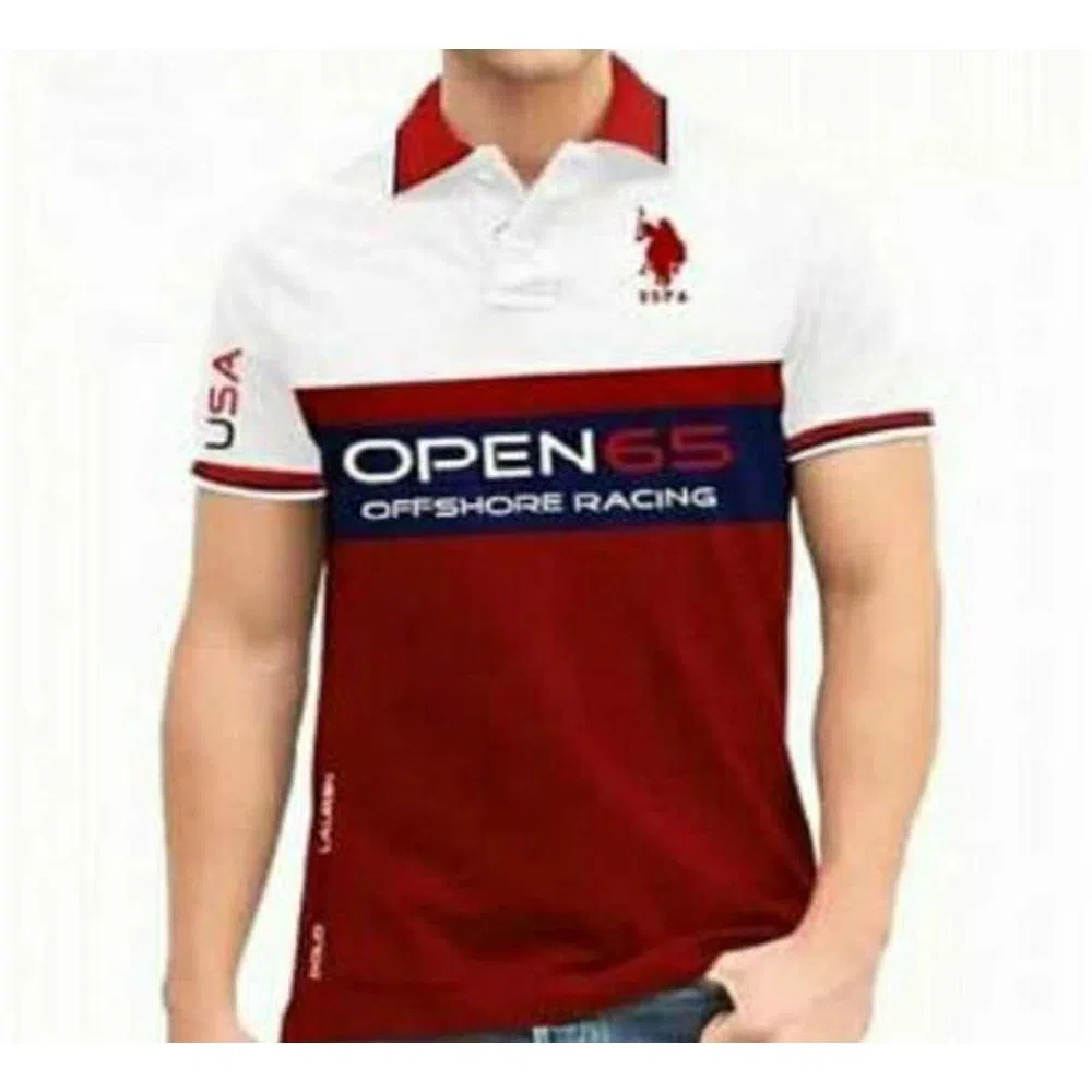 US-Polo mens half sleeve pk polo shirt for men -White and maroon -Copy 