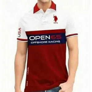 US-Polo mens half sleeve pk polo shirt for men -White and maroon -Copy 
