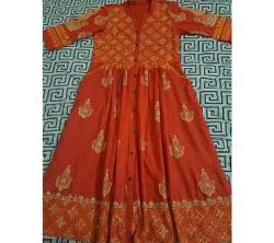 Handloom cotton kurti-orange