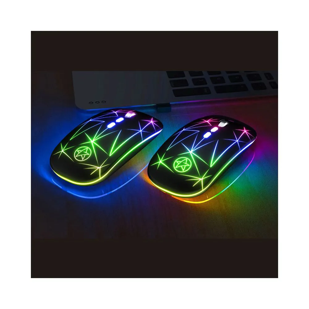 Metal Roller 5 Buttons Thin Slim 2.4G Silent 500 mAh RGB Rechargeable Wireless Optical Mouse for Desktop Computer, Laptop, MacBook - 1 pc