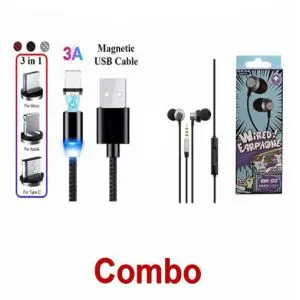 3 in 1 Magnetic Cable With Remax 512 Headphone Free
