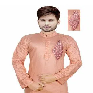 Semi Long Cotton Punjabi For Men 
