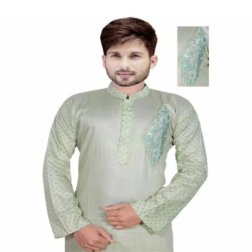 Semi Long Cotton Punjabi For Men 