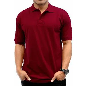 Maroon Cotton half sleeve Polo Shirt For Men