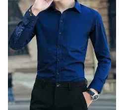 Full Sleeve Formal Shirt For Men - Blue 