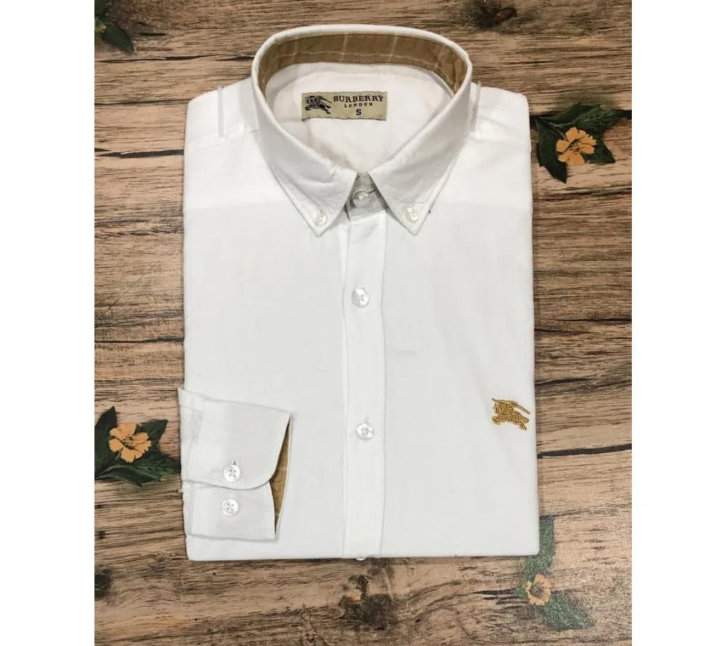 Mens Casual Long Sleeve White Color Shirt