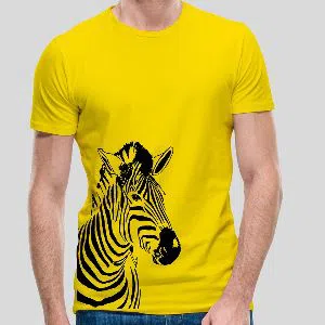 Giraffe Cotton t shirts For Men - Yellow 