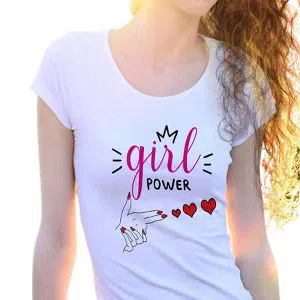Cotton Short Sleeve T-shirt for Women - Girls Power  