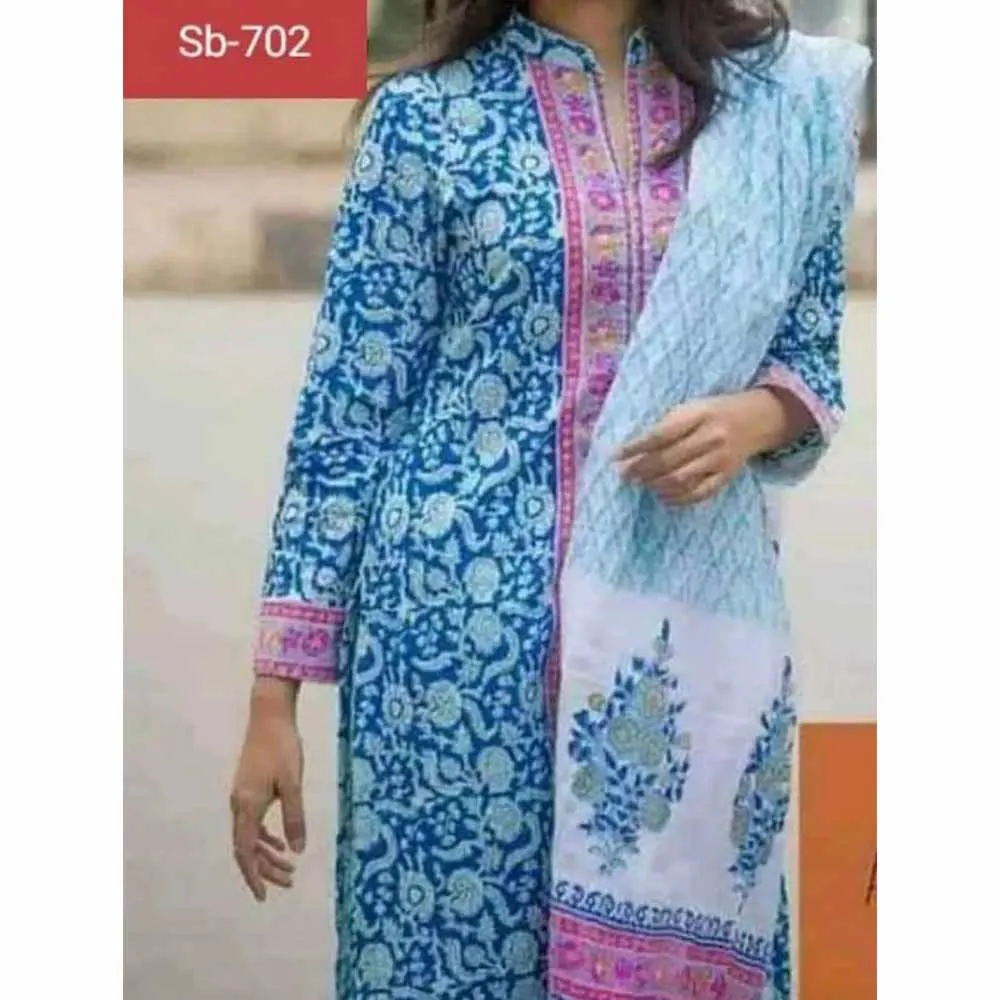 Unstitched Soft Cotton Block Printed Salwar Kameez For Women