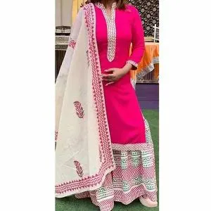 Unstitched Soft Cotton Block Printed Salwar Kameez For Women