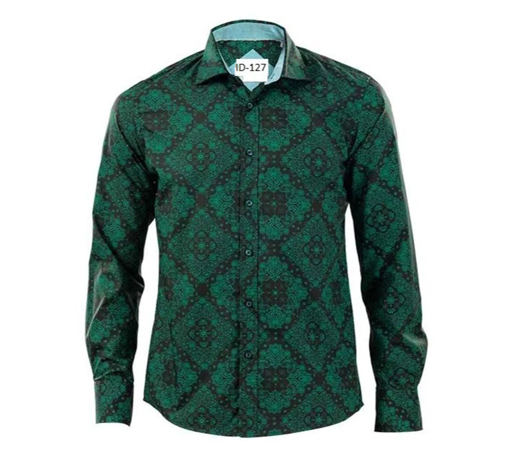 Full sleeve cotton shirt for men -green 