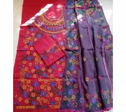 Handicraft Unstitched Cotton Voil Two piece Salwar kameez -red 