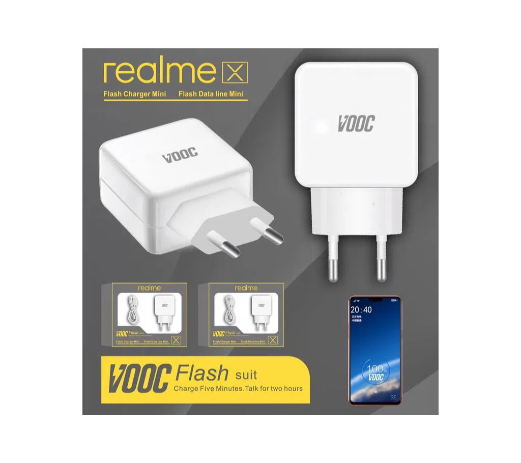 Realme VOOC Flash Charging Charger or Super VOOC USB Cable Type C (VOOC Charger Set)