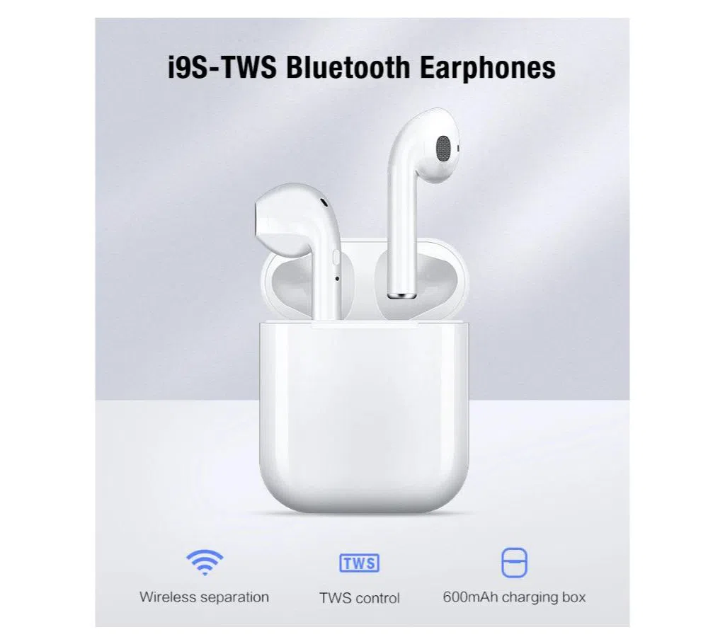 Original HBQ i9s tws Wireless Bluetooth Double V 5.0 Stereo Headset Earphone With Free Box -White