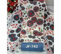 Unstitched Joypuri Cotton Skin Print (Dollar) Shalwar Kameez /Three Piece For Women - White & Black Color