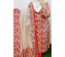 Unstitched Joypuri Cotton Skin Print ( Dollar) Shalwar Kameez /Three Piece For Women - Multi Color