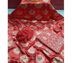 Silk Salwar Kameez For Women Three Piece 3 Piece Japani silk Afsan Screen Print -red 