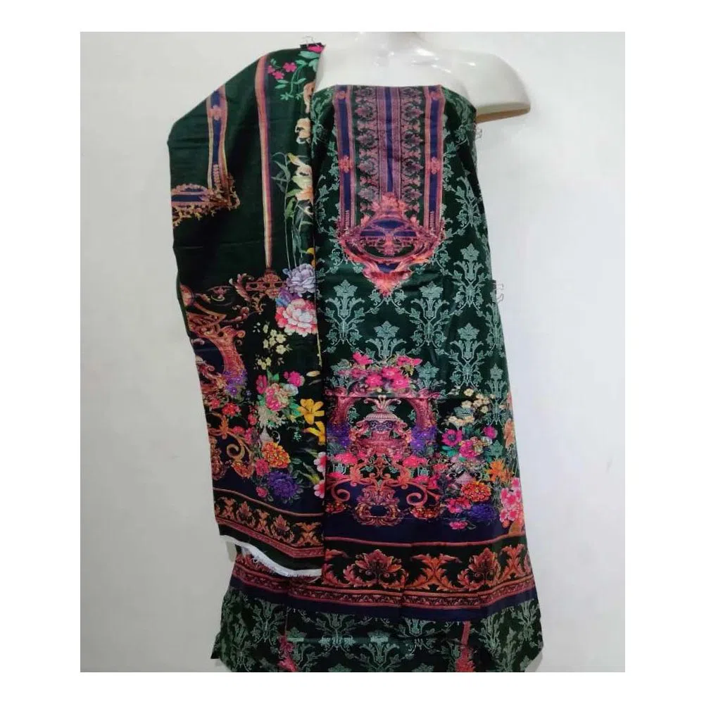 Unstitched Pakistani Multicolor Digital Print Cotton Three Pieces