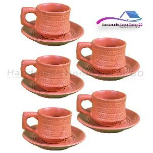 Tea Cup/ Cup/ Clay Glass/ 5 Set-  /  -Matir cup Pirich/Handmade Design Tea Cup Set/ Clay Tea Cup/ Clay Beauty Tea Cup