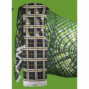 Unstitched Stone & Embroidery work Cotton Salwar Kameez Yellow & Black