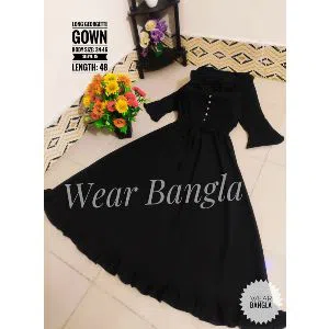 Long_Georgette_Gown, Black Colour, Georgette Material