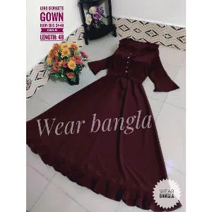 Long Georgette Gown Maroon Colour Georgette Fabric 