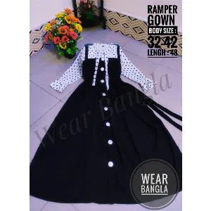 Ramper Gown, Black Colour, High Qulity Georgette Fabric