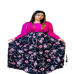 Dubai Cherry & Alex Georgette Turkish Gown for Women - Pink