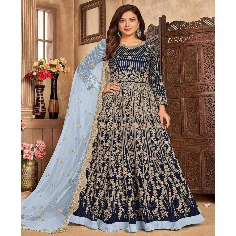 Georgette Embroidery New Party Long Gown