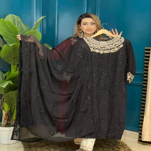 High Quality Georgette Embroidery Readymade New Stylish Party Dress for Women