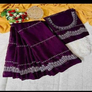 Georgette High Quality Stylish Saree with Unstitched Blouse for Women