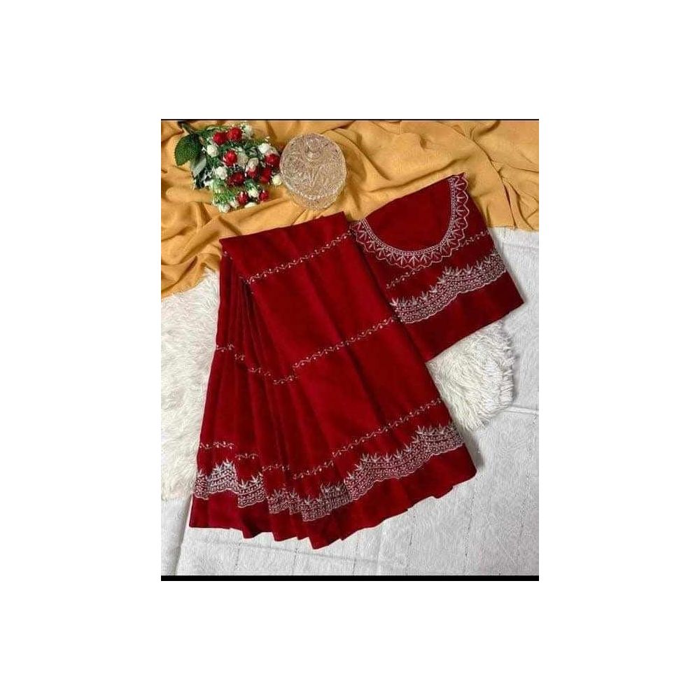 Georgette High Quality Stylish Saree with Unstitched Blouse for Women