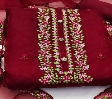 Organza Tissue Unstitched Salwar Kameez Four Piece for Women