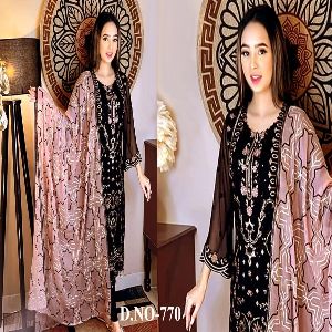 High Quality Georgette Embroidery Semi-Stitched New Stylish Party Salwar Kameez 4PCS for Women