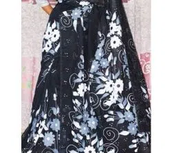 Black Color Half Silk Hand printed Saree For Women No blouse piece 