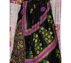 Multi Color Half Silk Block print Saree For Women No blouse piece 
