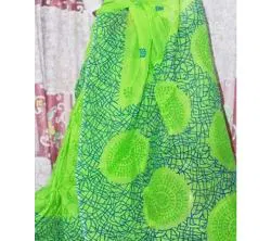 Lemon  Color Half Silk Block print Saree For Women-No blouse piece 