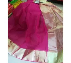 pink Color Half Silk Saree For Women-No blouse piece 