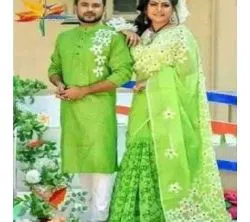 Half Silk Saree and Dhupian Silk Panjabi Combo for Couple