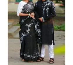 Half Silk Saree and Dhupian Silk Panjabi Combo for Couple