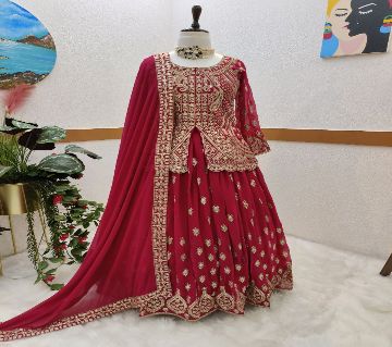 Georgette Embroidery Ready Made Lehanga for Women